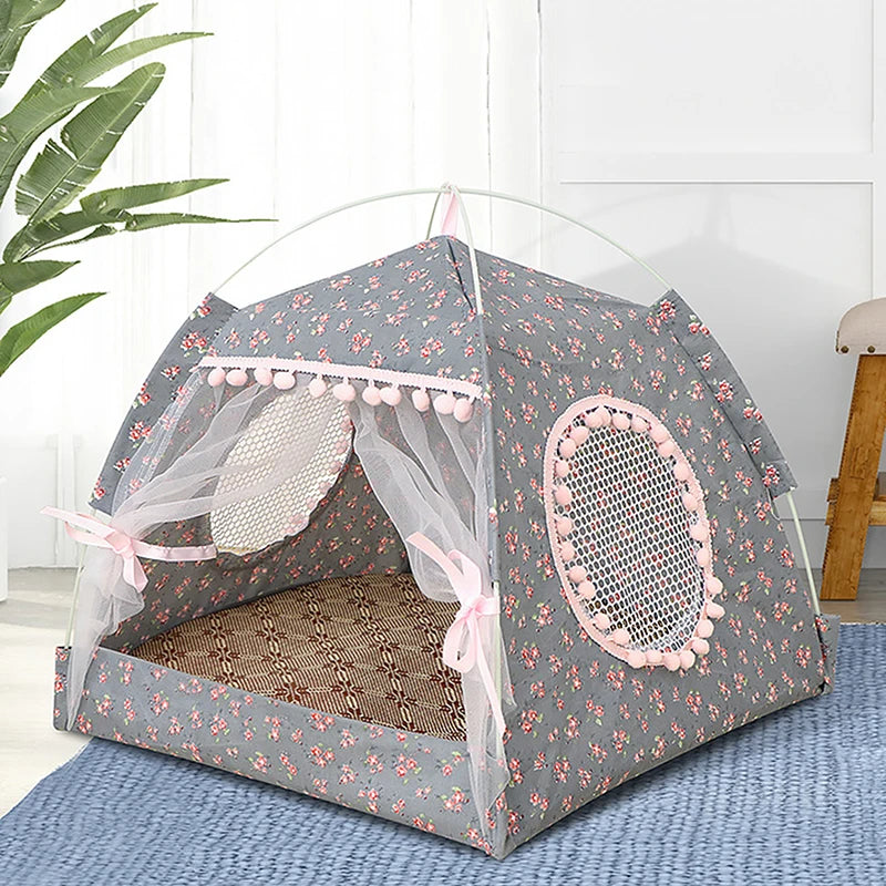 Cozy Cat Tent Bed – Teepee-Style Pet House with Floor