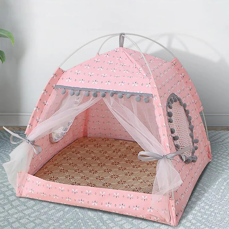 Cozy Cat Tent Bed – Teepee-Style Pet House with Floor
