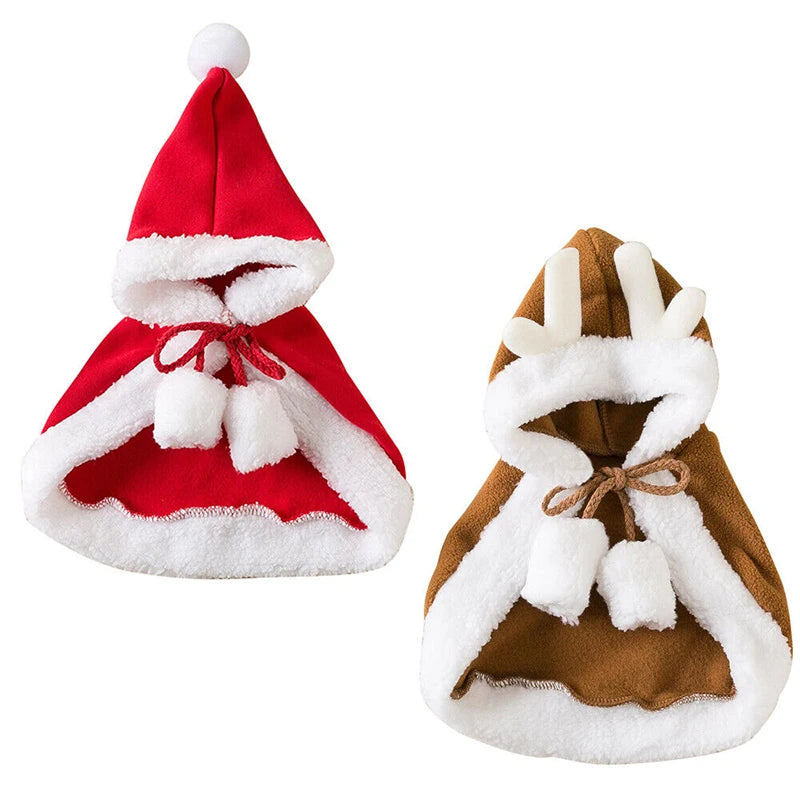 Funny Cat Santa Costume with Cape & Hat