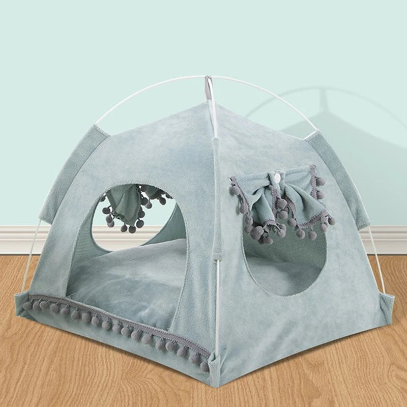 Cozy Cat Tent Bed – Teepee-Style Pet House with Floor