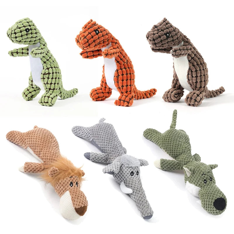 Dinosaur Plush Squeaky Dog Toy – Bite-Resistant Chew Toy