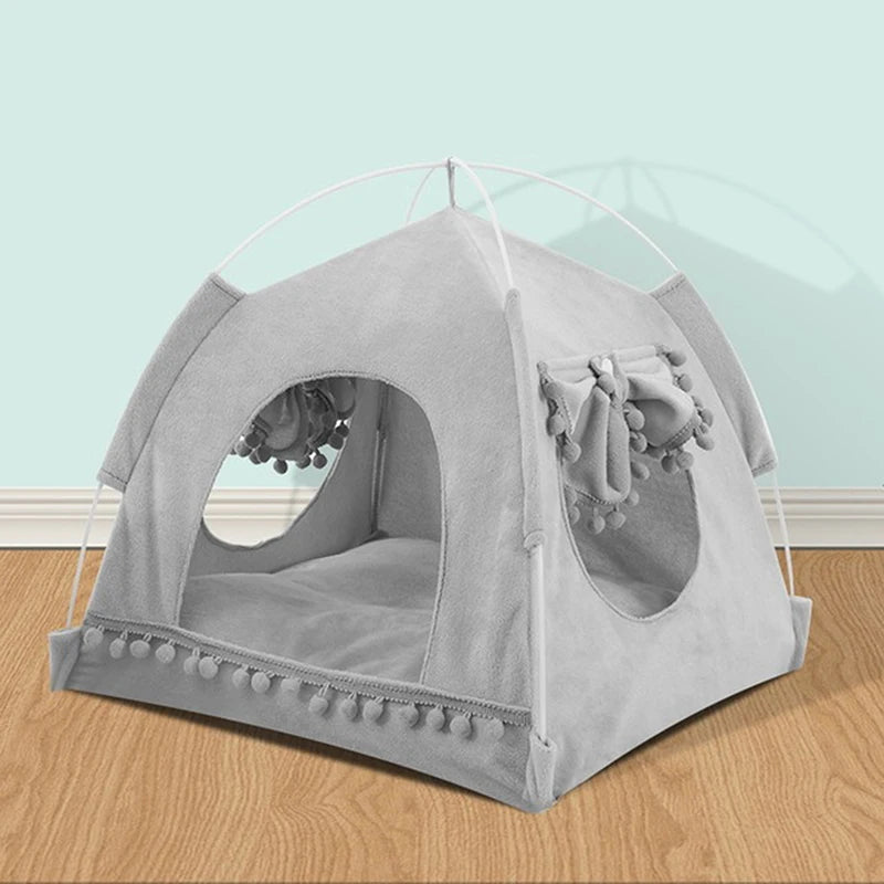 Cozy Cat Tent Bed – Teepee-Style Pet House with Floor
