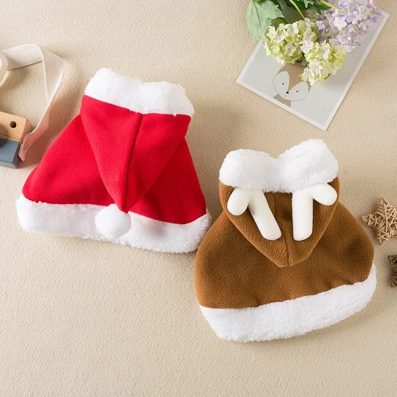 Funny Cat Santa Costume with Cape & Hat